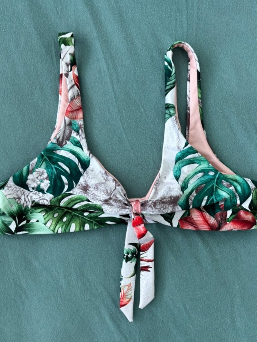 Agua Bendita Hope Palms Springs Reversible Bikini Top Front Bow Swim Small